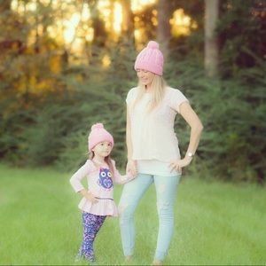 Mommy & Me Matching Pink Toboggans! 🎀